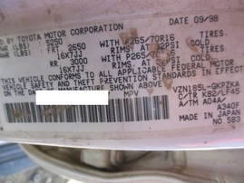 1999 TOYOTA 4RUNNER LIMITED WHITE 3.4L AT 4WD Z16246